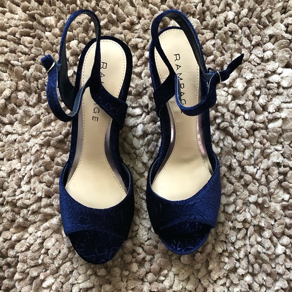 Blue velvet Rampage Crissy women’s dress wedges - Picture 2 of 8